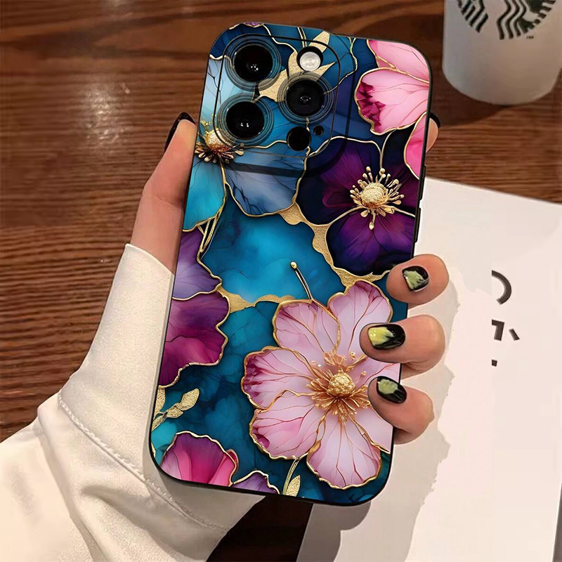 Vintage Floral Pattern Soft Case - Casing Ponsel TPU Lembut Pola Bunga