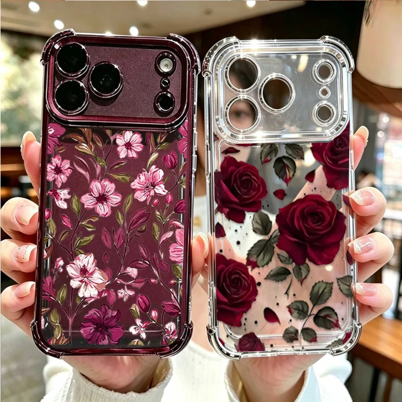 Vintage Floral Pattern Soft Case - Casing Motif Bunga Merah Vintage untuk