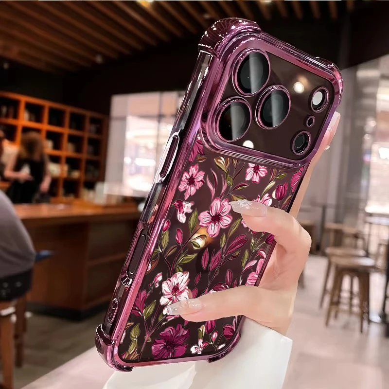 Casing Motif Bunga Merah Vinta - Vintage Floral Pattern Soft Case ulasan dan harga